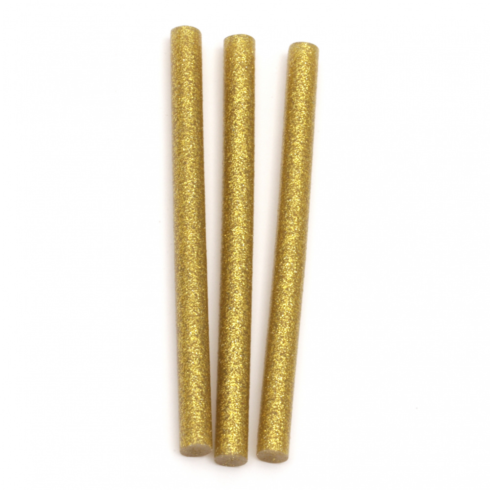 Ράβδοι σιλικόνης 7x100 mm χρυσό με χρυσόσκονη  -5 τεμάχια