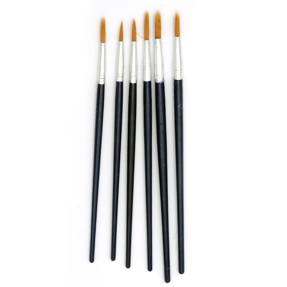 Brushes for drawing flat artificial hair set 6 pieces