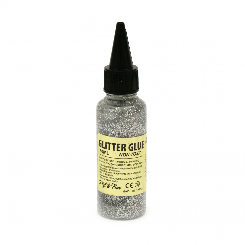 Glitter Glue Non-Toxic Decoration DIY 70 ml color silver