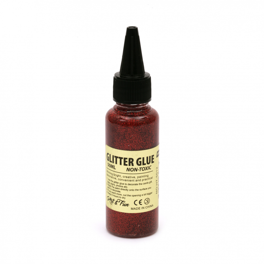 Glitter Glue Non-Toxic Decoration DIY 70 ml color red