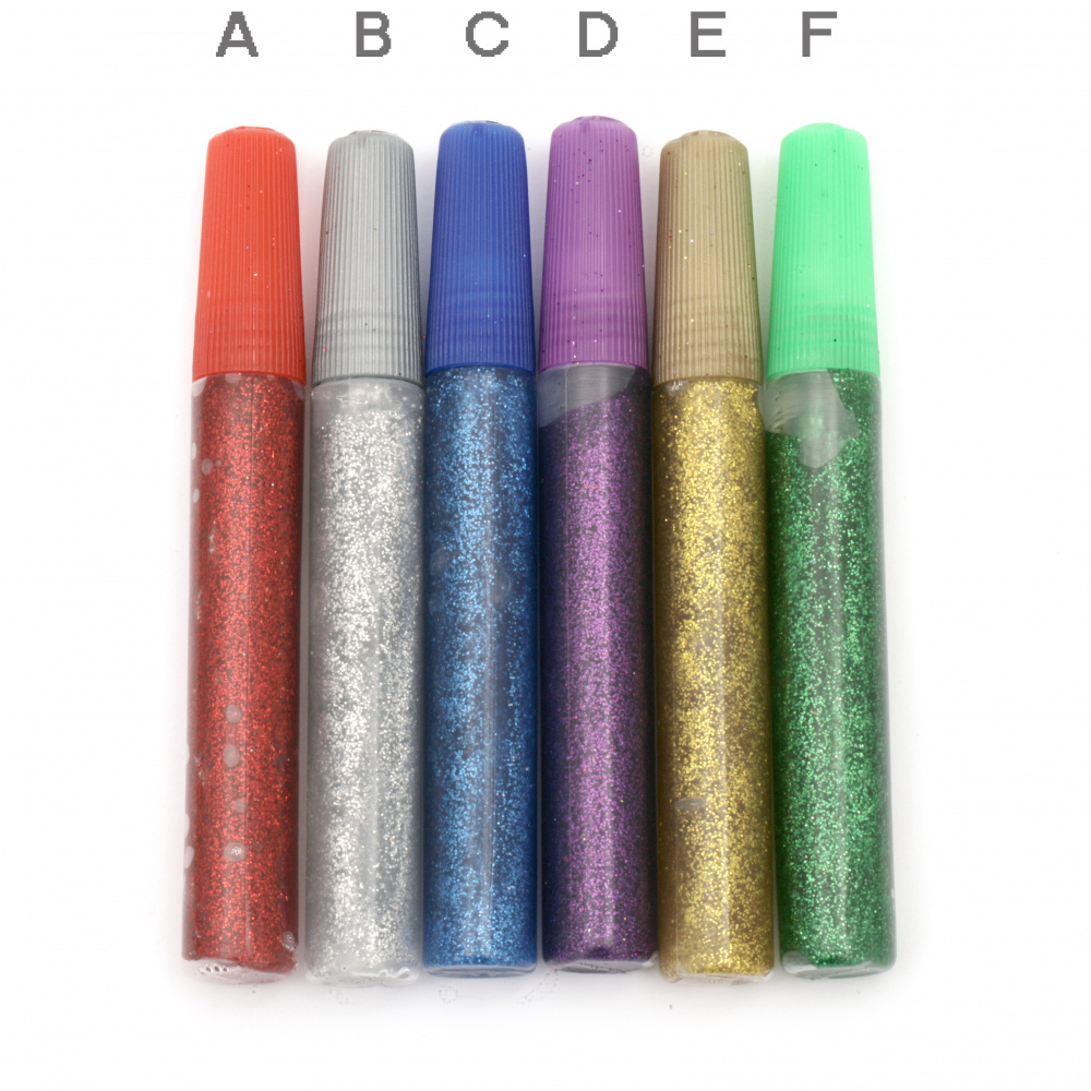 Glitter glue for decoration 10 ml assorted colors