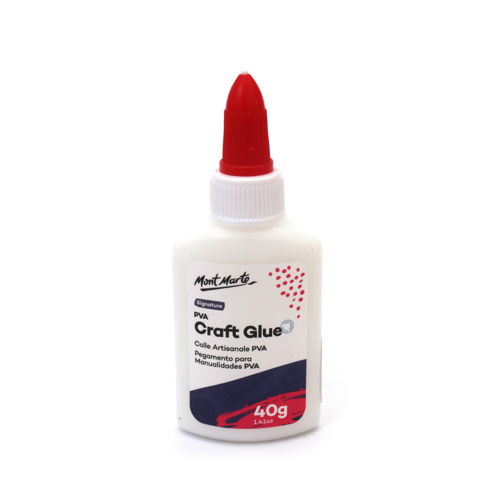 Mont Marte PVA Craft Glue with Thin Applicator, Transparent after Drying - 40 grams