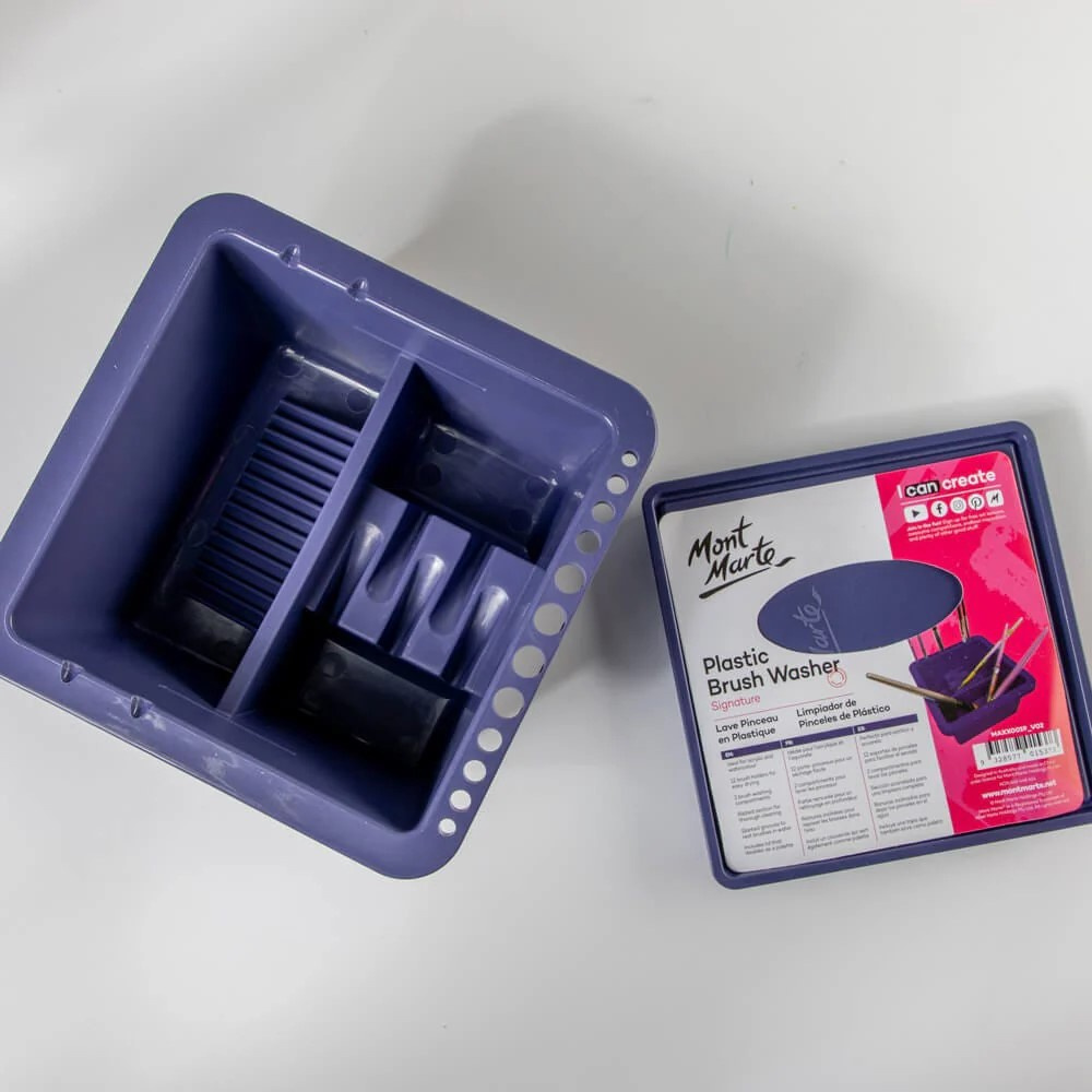 Θήκη για οργάνωση πινέλων Mont Marte Plastic Brush Washer Twin Compartment Square