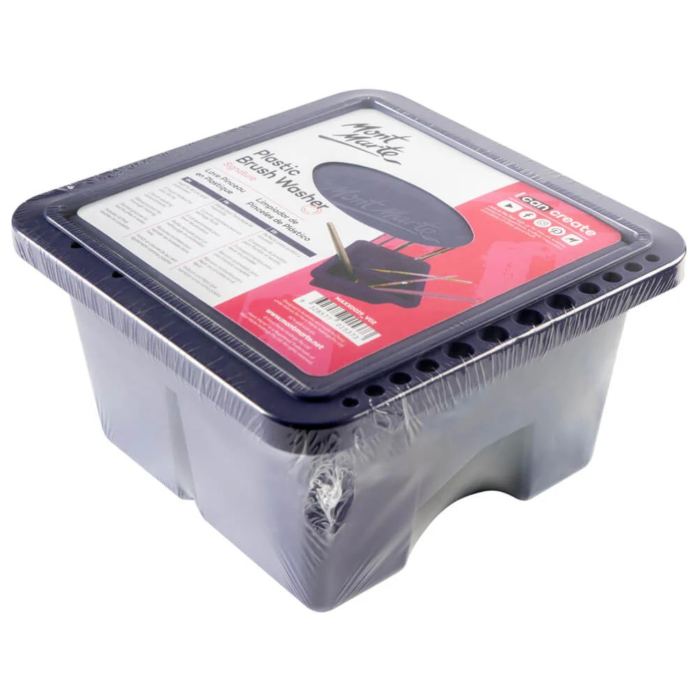 Θήκη για οργάνωση πινέλων Mont Marte Plastic Brush Washer Twin Compartment Square
