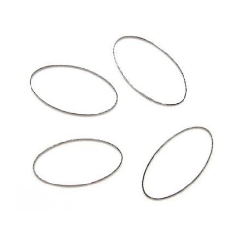 Oval, steel, 26x14x1 mm, silver color - 10 pieces