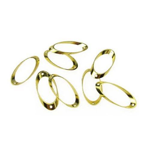 Oval Metal Rings with two Holes / 10x22 mm / Gold - 10 pieces