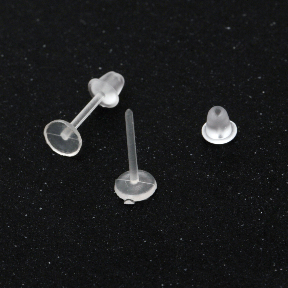 Σετ σκουλαρίκια με κούμπωμα, σιλικόνης 12x5x1 mm -100 σετ