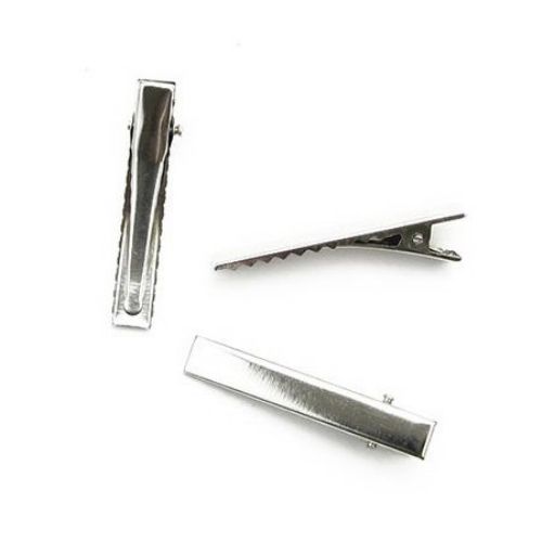 Metal Hair Clip 46x8 mm – Silver Color – Set of 10