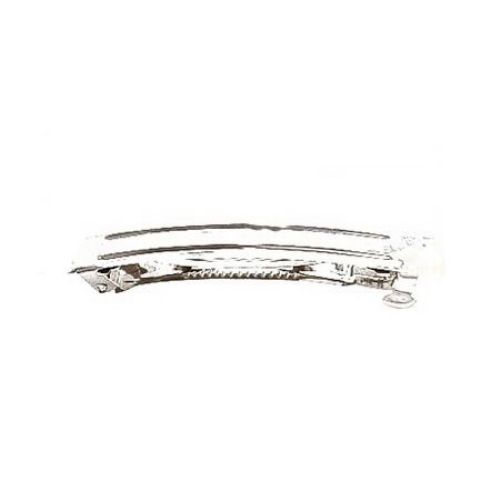 Silver French Barrette for DIY Hair Accessories / 77x10 mm - 2 pieces