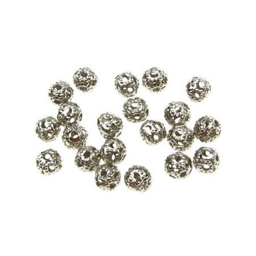 Metal bead ball 4 mm silver -50 pieces
