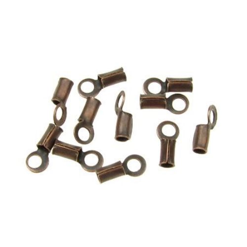 Fold Over End Caps for Jewelry Making / 2x6.5 mm / Antique Copper - 50 pieces