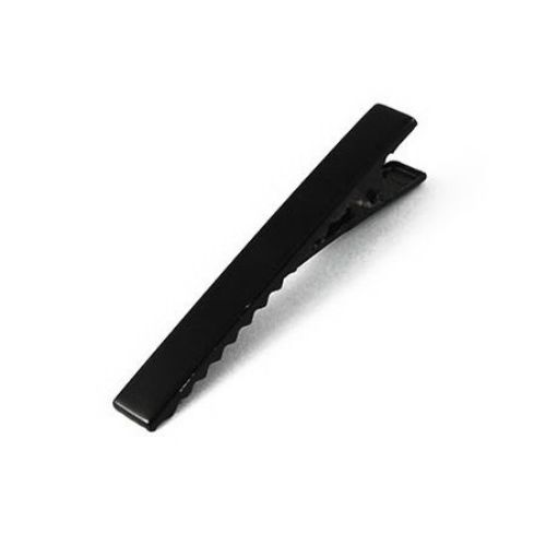 Alligator Hair Clip, Flat Top with Teeth / 56x8 mm / Black - 10 pieces