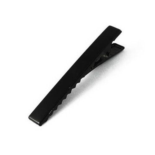 Blank Alligator Hair Clips for DIY Hair Accessories / 41x7 mm / Black - 10 pieces