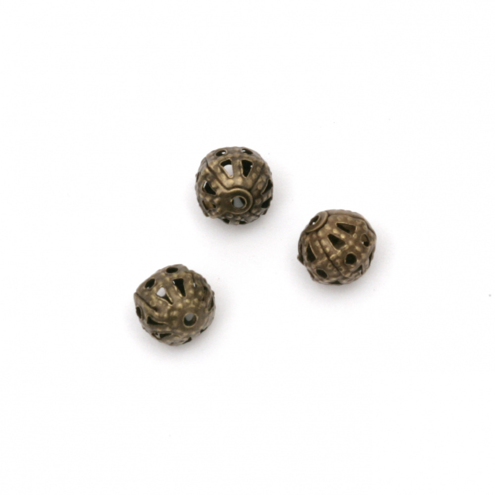 Metal bead  ball 6 mm color antique bronze -50 pieces