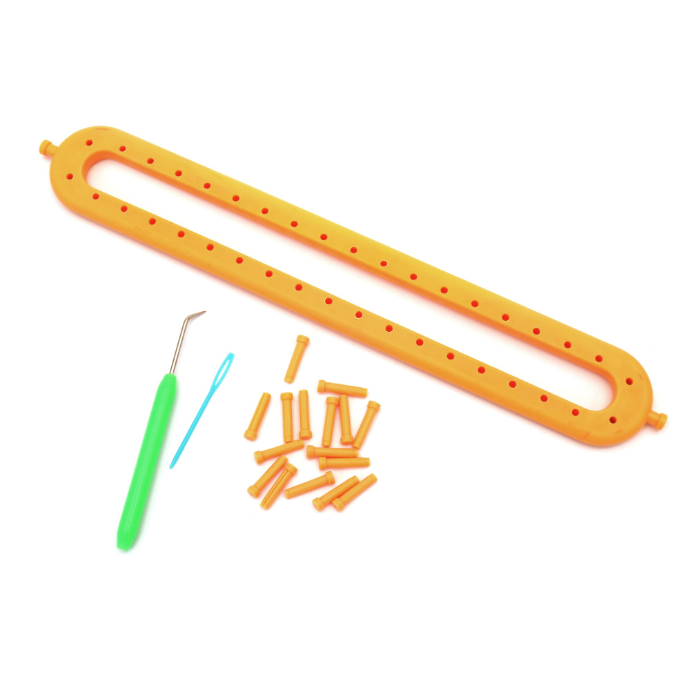 Knitting Loom Set / 3-pieces - Oval: 36 cm, Needle and Hook