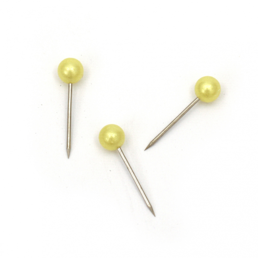 100Pcs Pins with Yellow Ball Heads, Size: 16x4 mm