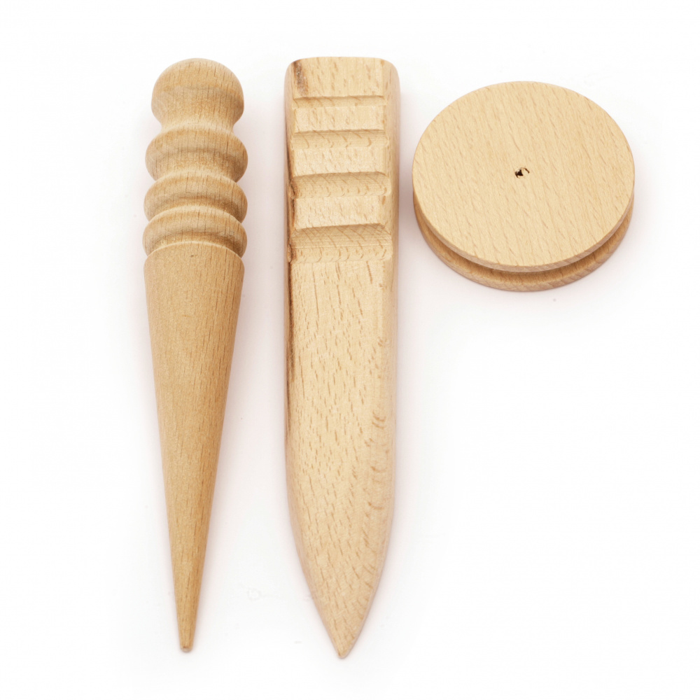 Set of wooden tools for polishing/smoothing edges 3 pieces