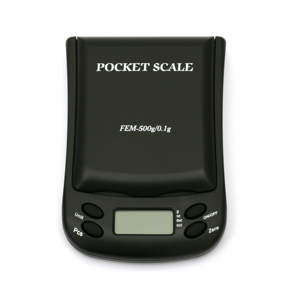 Digital jewelry scale up to 500 grams in 0.1 grams 80x120x21 mm with leather case cover and 3 batteries