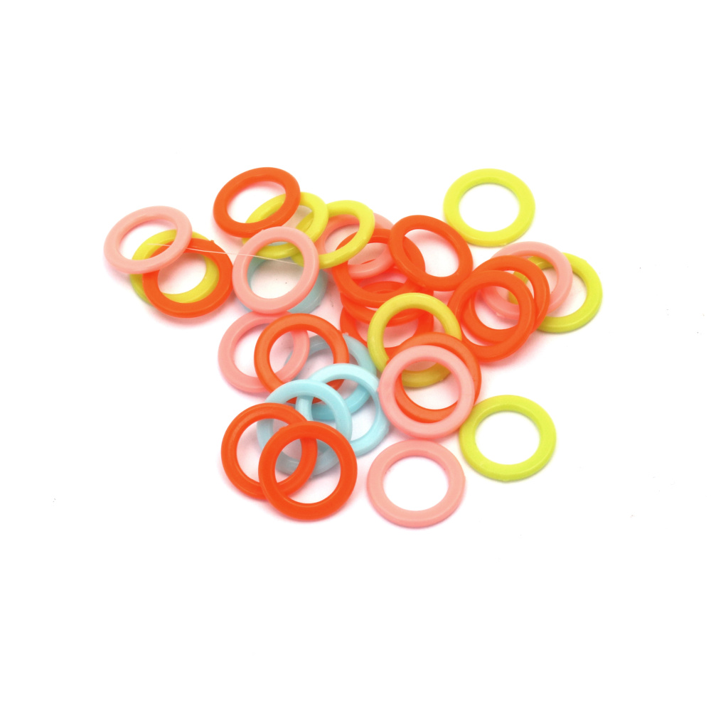 Plastic Knitting Stitch Markers, 15 mm, MIX - 100 pieces