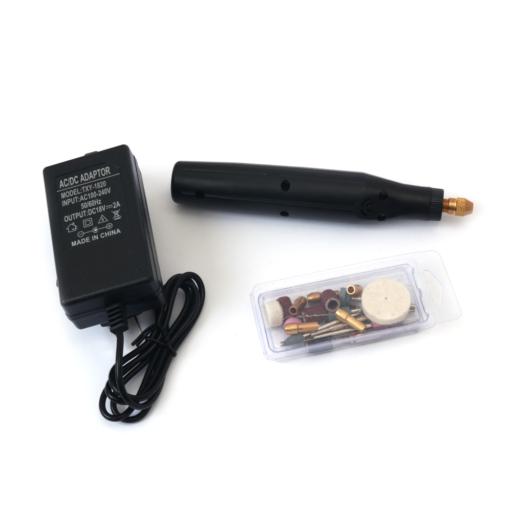 Mini-Elektroschleifer 165 x 28 mm mit 24 Aufsätzen, 35 W