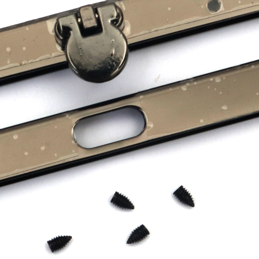 Metal Bag Frame Clasp with 10 Screws, 19x1 cm, Steel Color