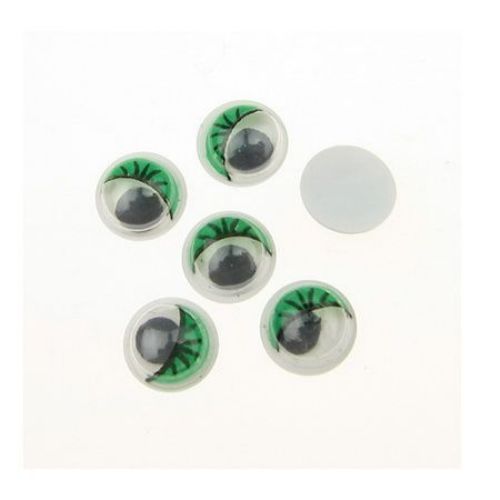 8 mm Wiggle Eyes, Decorations DIY Clothes, with eyelashes, green - 50 pieces