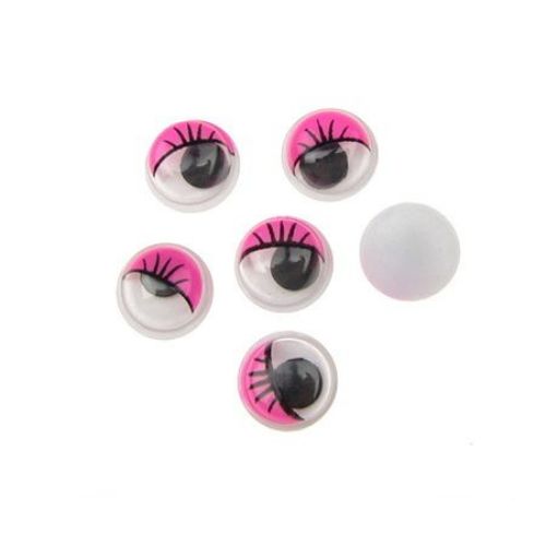 8mm Wiggle Eyes, Decorations DIY Clothes, with pink eyelashes, - 50 pieces