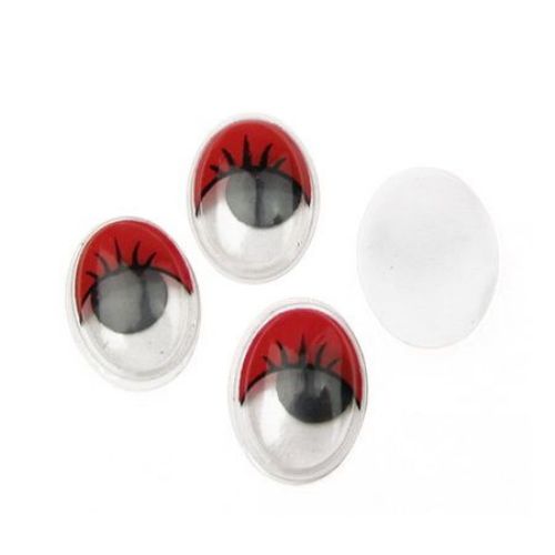 Wiggle Eyes with eyelashes for Decorations, DIY Crafts Handmade Accessories 12x16 mm red - 20 pieces
