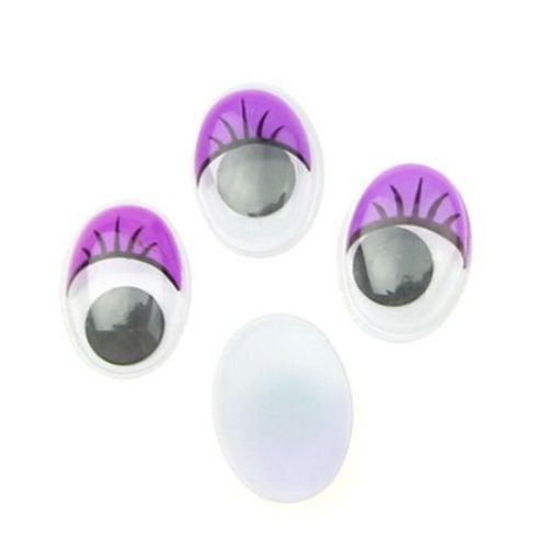 Wiggle Eyes with eyelashes for Decorations, DIY Crafts Handmade Accessories 12x16 mm purple - 20 pieces