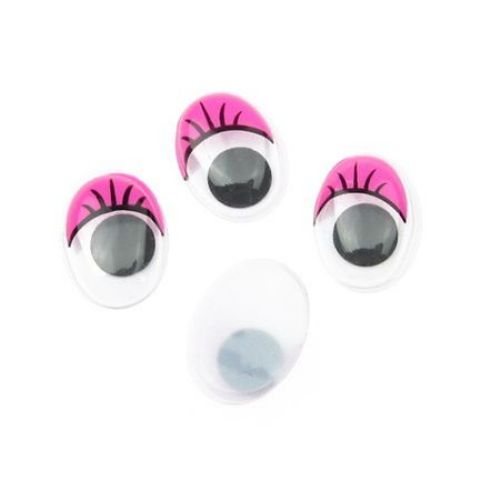 Wiggle Eyes with eyelashes for Decorations, DIY Crafts Handmade Accessories 12x16 mm pink - 20 pieces
