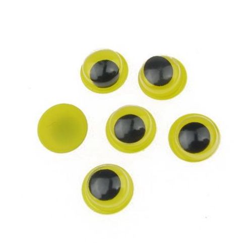 Ματάκια χειροτεχνίας 8 mm κίτρινο/μαύρο -50 τεμάχια