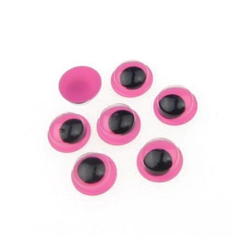Wiggle Eyes for Decorations, DIY Crafts Handmade Accessories, pink base 8 mm - 50 pieces