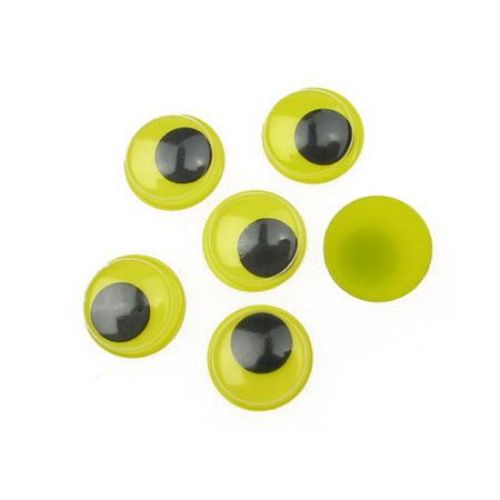 Round Wiggle Eyes with a Yellow Base / 12 mm - 50 pieces
