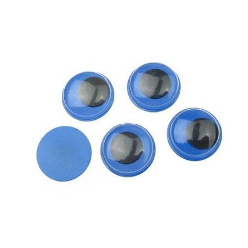 Round Wiggle Eyes with a Blue Base / 15 mm - 50 pieces