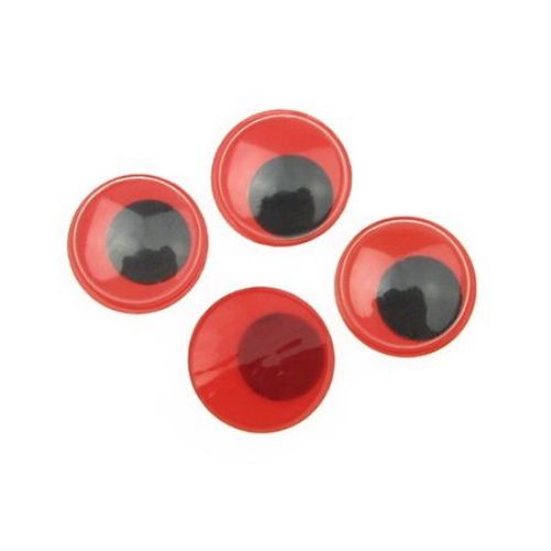 Wiggle Eyes for Decorations, DIY Crafts Handmade Accessories, red base 20 mm - 20 pieces