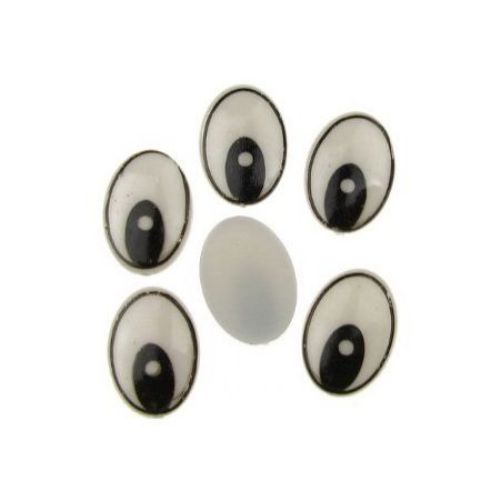 Painted Eyes for Decorations, DIY Crafts Handmade Accessories 14x19 mm  black and white - 10 pieces