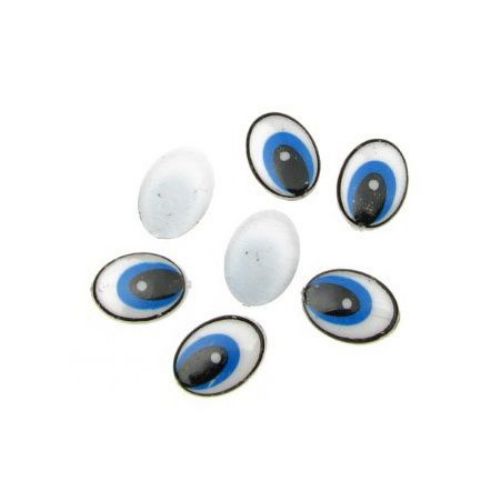 Ochi vopsiți 11x15 mm albastru -20 bucăți