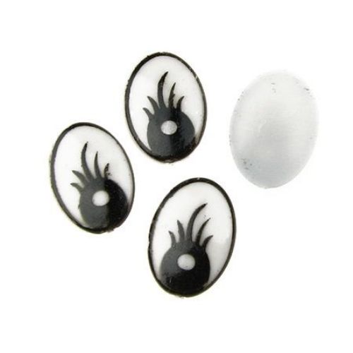 Painted Eyes for Decorations, DIY Crafts Handmade Accessories 14x20 mm  black and white - 10 pieces