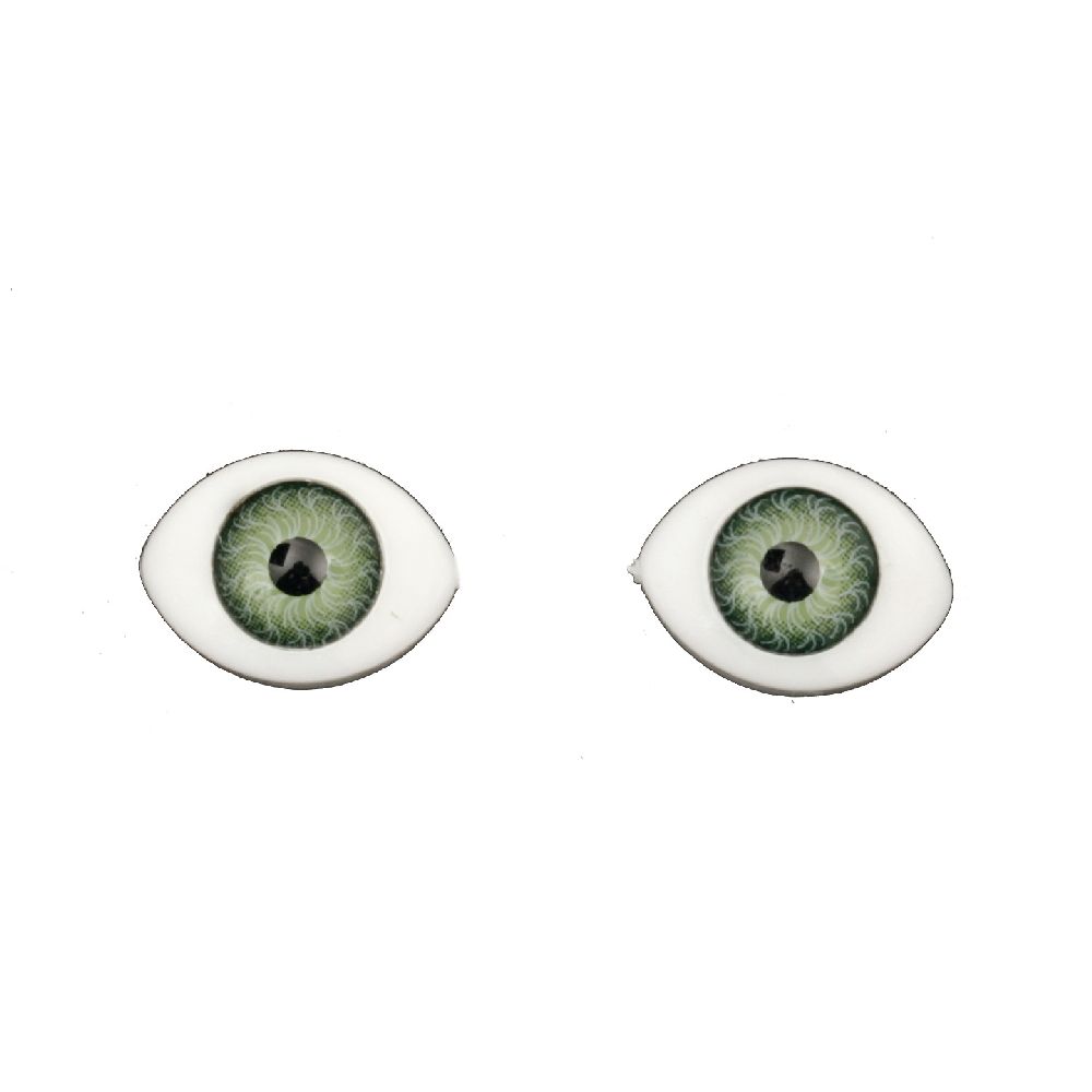 Plastic Eyes DIY Dolls Kids Crafts, Artificial Eye Decor 13x10x5 mm green - 10 pieces