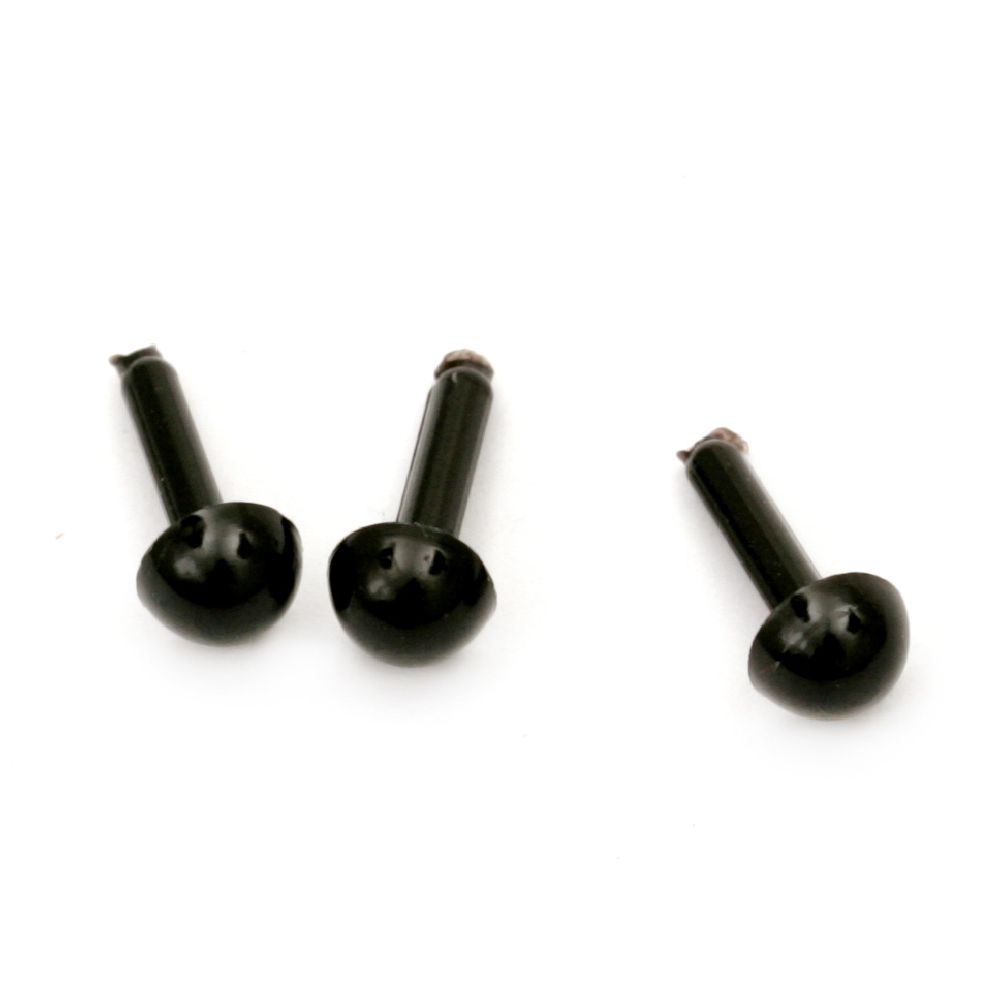 Plastic hemisphere for nose 5x3 mm black with nail 8 mm - 50 pieces
