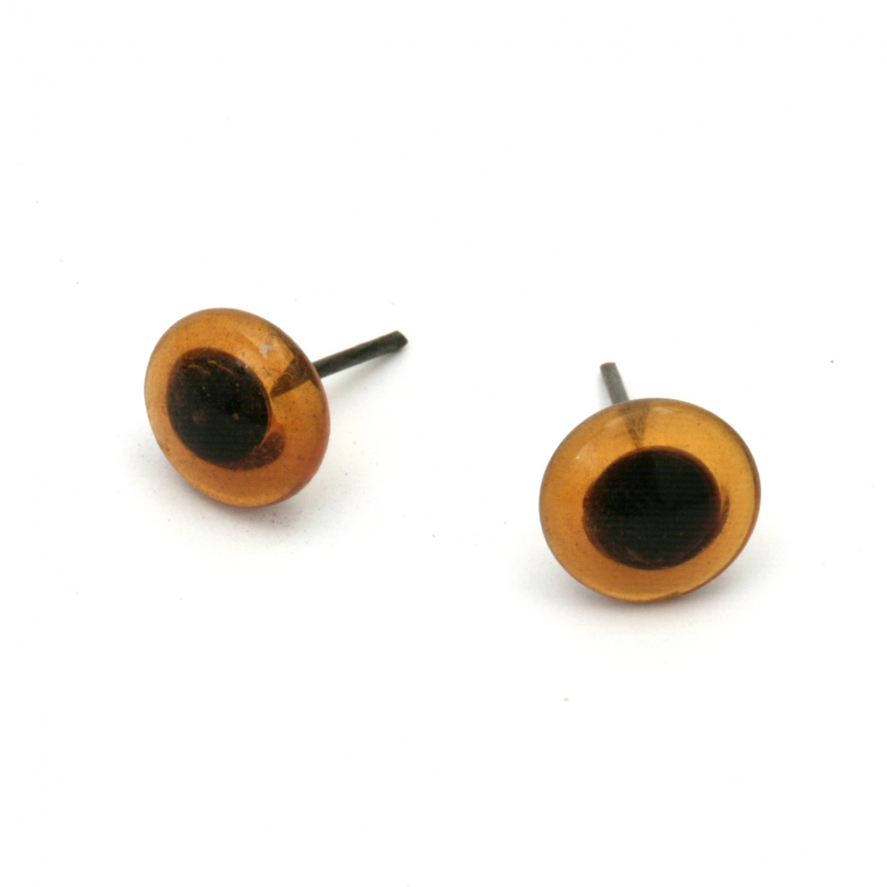 Ochii de sticlă 10x4 mm maro cu un cui 17 mm -10 bucăți