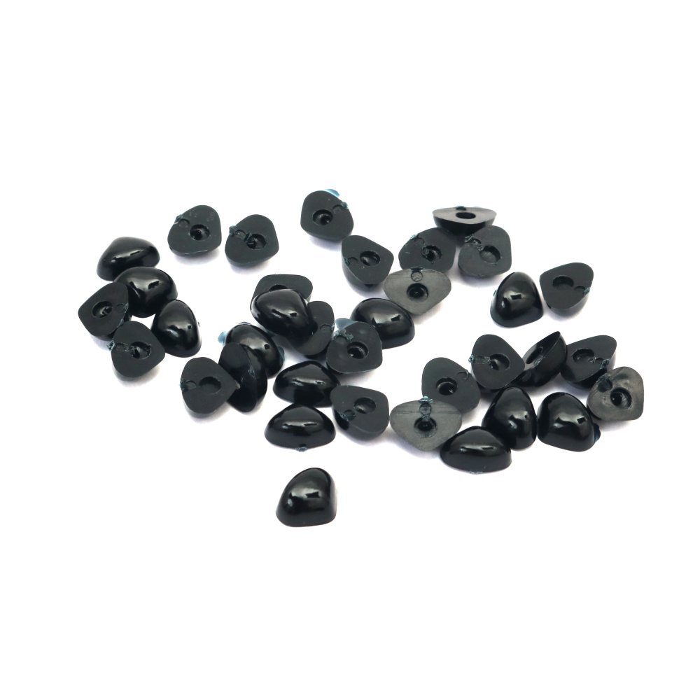 Triangular Half-Sphere for Nose, 7x10 mm, Black - 50 pieces