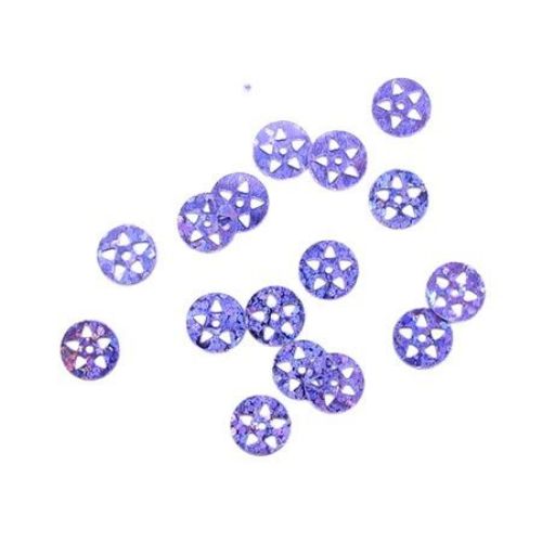 Sequins round star 8 mm purple -20 grams