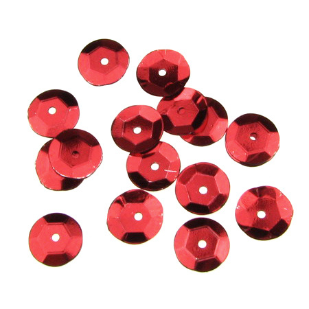 Sequins round 8 mm red - 20 grams
