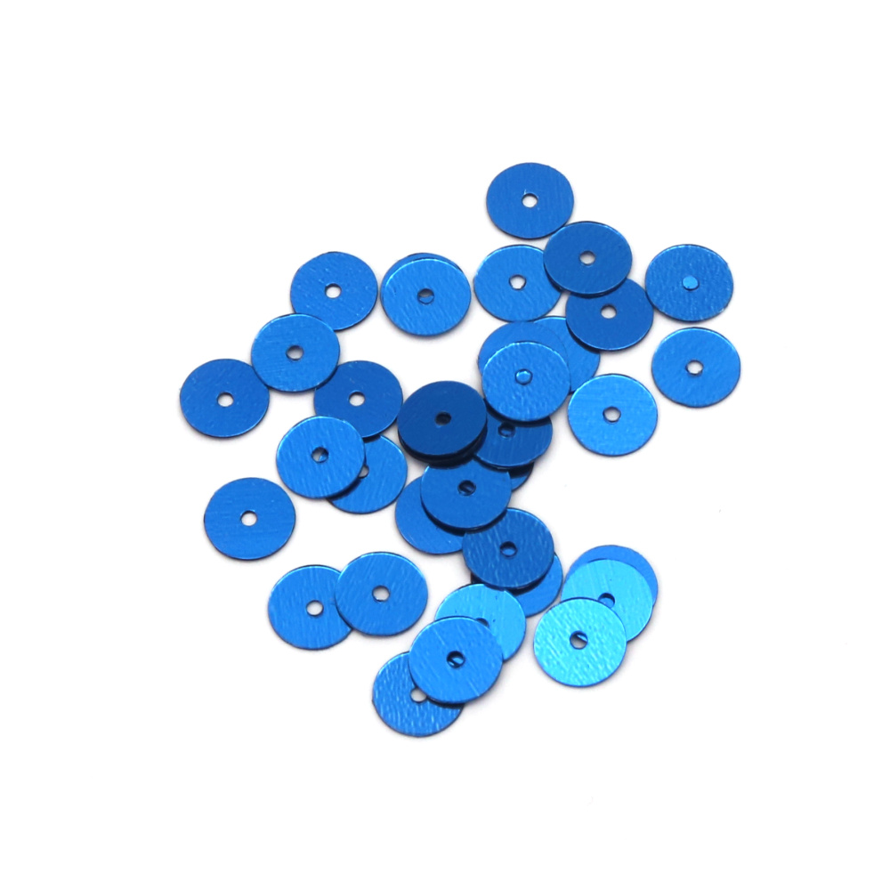 Flat Round Sequins / 6 mm / Blue - 20 grams 