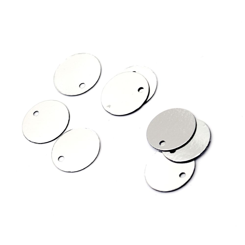 Sequins round 13 mm flat silver - 20 grams