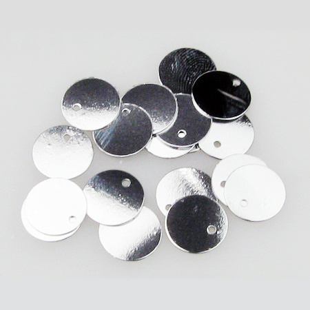Sequins round 10 mm flat silver - 20 grams