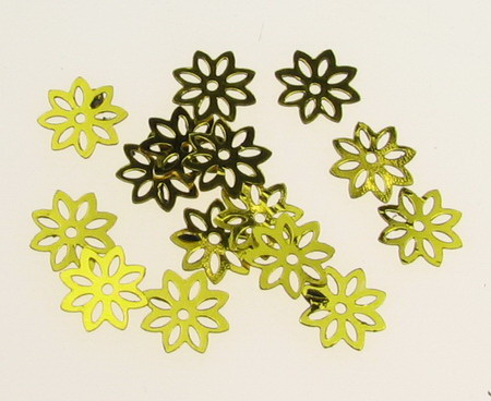 Пайети цвете 10 мм с отвори злато - 20 грама