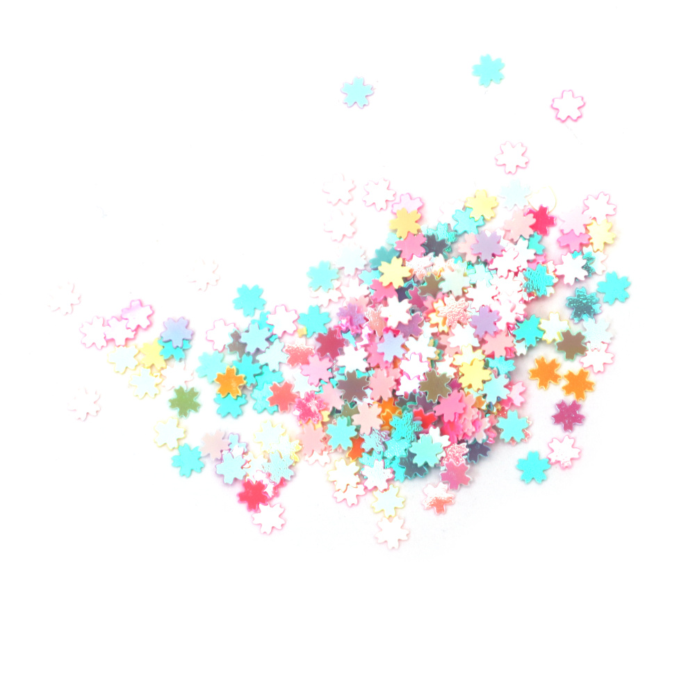 Ozdobne elementy w kształcie kwiatu 5 mm, mix tęczowy, 20 g