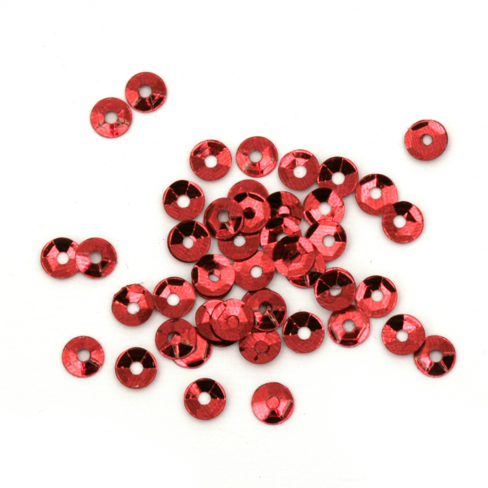 Sequins round 4 mm red - 20 grams